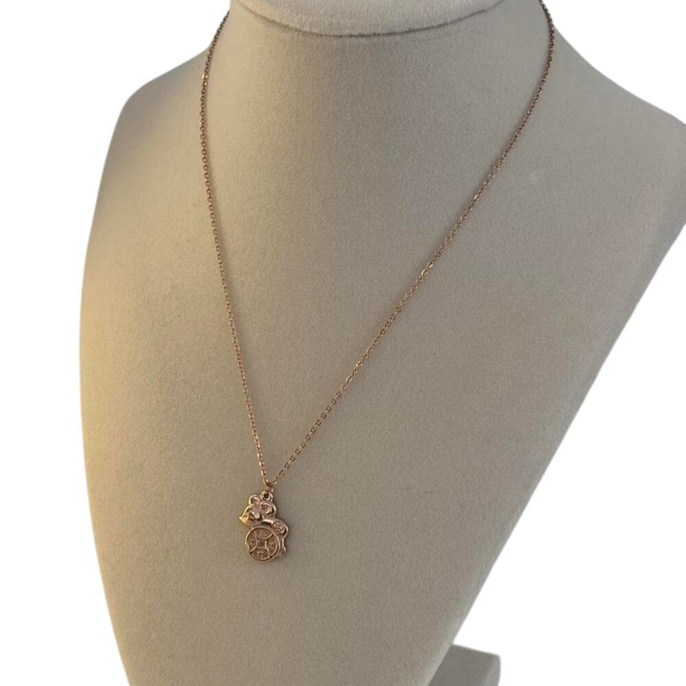 Rose Gold Lucky Charm Pendant Necklace Bell Clock Minimalist Women Jewelry - Picture 4 of 6